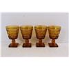 Image 3 : (6) Amber Glass Items - (4) Pedestal Wine Glasses, (2) Compotes