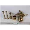 (6) Various Brass Items, Vases, Jockey On Horse, Misc.