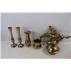 Image 2 : (6) Various Brass Items, Vases, Jockey On Horse, Misc.