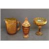 Image 1 : Amber Glass Pitcher, Two Candy Dishes