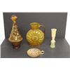 Image 1 : Amber Glass Pitchers, Candle Holder, Vase