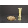 Image 5 : Amber Glass Pitchers, Candle Holder, Vase