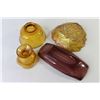 Image 2 : (4) Candy Dishes (Amber Glass, Purple Glass)