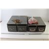 Image 1 : (2) Metal File Cabinets (Both 16" x 14.5" - Height is 6.25" And 5.5") As is, Apple Ornaments, Book E