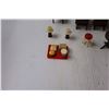 Image 2 : Reutter Porzellan Mini China Cabinet - Some Wear, (3) Plastic 4" Dolls, Assorted Set of Mini Plastic