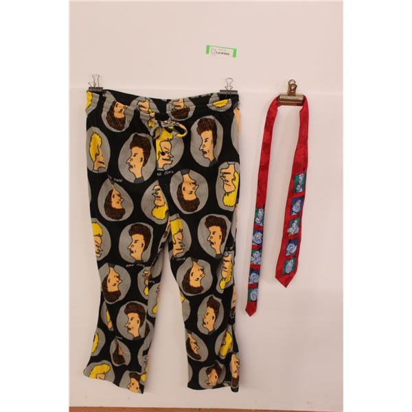 Large Beavis W& Butthead Pajama Pants, & Aladdin Necktie