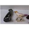 Image 4 : Stone Parrot 7" Statuette, Porcelain Seagull, (2) Ducks Unlimited Wooden Ducks, Duck Coin Bank, & Me