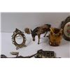 Image 6 : (2) Brass Candle Holders, (2) Brass Decorative Candle Holders w/ Handle, Plastic Chariot Wall Mount,