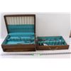 Image 1 : Vintage Wooden Silverware Case 11"x15"x5.5" w/ Assorted Vintage Silverware - Some Wear