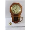 Image 1 : Vintage Regulator 31 Day Wooden Wall Mount Clock 21"x5"x6" - As Is