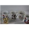 Image 6 : (10) Norman Rockwell Mugs, (2) Creams, (2) Bird Decorations