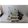 Image 1 : (2) Glass Bottles, Bird Decoration, Brass Toilet, Jewelry Case, 210 Stapler