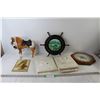 Image 1 : Clock, (3) Curtains, Toy Horse