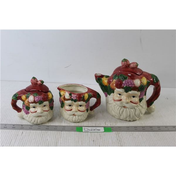 Santa Teapot and Cream and Sugar
