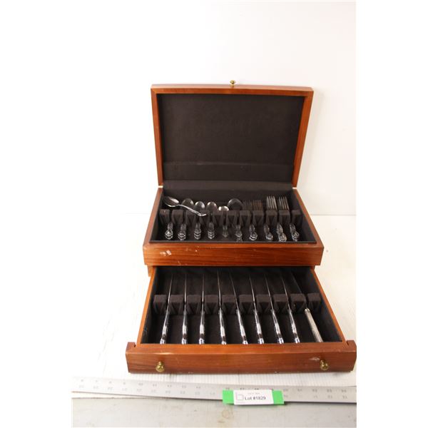 Wooden Box With Assorted Cutlery