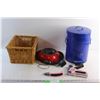 Image 1 : Woven Basket, Can Opener, Small Garbage Can, Vileda Robot Sweeper and Shall Stapler