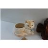 Image 9 : Cat Planter, Wall Hanging Wooden Shelf, (2) Candle Holders & Candles and Shoe Stretchers