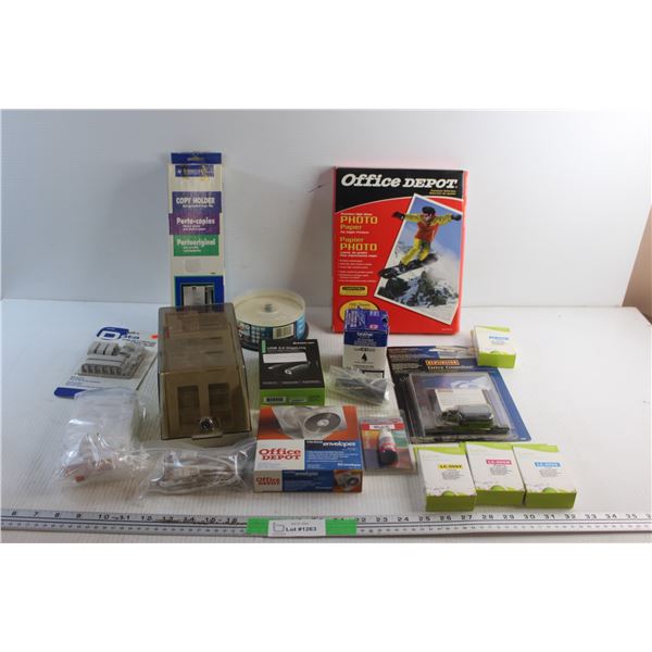 Copy Holder, Photo Paper, CD/DVD Envelopes. USB Ethernet Adapter, DVD Disks, Inkjet Cartridges and A