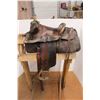 Image 2 : *12" Single Rigging, Rawhide Covered Wood Tree, 5.5" Gullet, Needs Repairs - Wood Stand Included