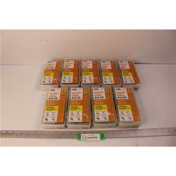 (9) Containers Of Low Profile Cabinet Screws, Various Sizes - All NIB