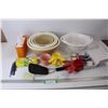 Lot of Various Kitchen Items, Measuring Cups, Tupper Ware, Betty Crocker, Plastic Mixing Bowls, Pops