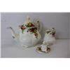 Image 3 : Royal Albert "Old Country Rose" Teapot, Creamer, Sugar Bowl Lid (No Sugar Bowl)