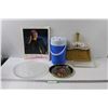 Image 1 : Lot: JFK Collector Plate, Kenny Rogers Pictorial Magazine, Water Thermos, Vintage Dust Pan, Microwav