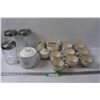 Image 1 : (8) Pfaltsaff Cups & Sugar & Creamer Set, (3) Glass Kitchen Canister Set, Mini Crockpot Warmer - Pow