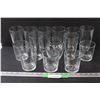 Image 1 : (13) Clear Glasses & Glass Rose Bowl Vase