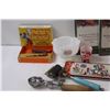 Image 2 : Avon Dish & Race Car Set, Asian Umbrella, Mini Thermos, Vintage Kitchen Utensils, Mickey Mouse Pictu