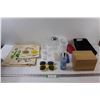 Image 1 : (3) Vegetable Sacks, (3) Wine Glasses, (2) Sunglasses, (3) Small Containers w/ Lids, Glass Sugar Con