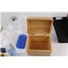 Image 2 : (3) Vegetable Sacks, (3) Wine Glasses, (2) Sunglasses, (3) Small Containers w/ Lids, Glass Sugar Con