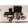 Image 1 : (5) Pairs of 3D Glasses w/ Bags, USB Power Bar, AC Adapters, Metal Tin, Misc.