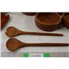 Image 5 : 5 Piece Wooden Salad Bowl Set w/ Salad Tossers and Wooden Trinket Dish