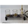 Image 2 : (4) Candle Holders, Tin, Brass Apple, Divided Tray