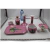 Image 1 : Ceramic 7 Piece Pink Vanity Set