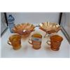 Image 1 : Vintage Carnaval Glass Mugs, Bowl and Footed Bowl