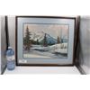Image 1 : Framed, Signed Print  of Winter Scene in Mountan