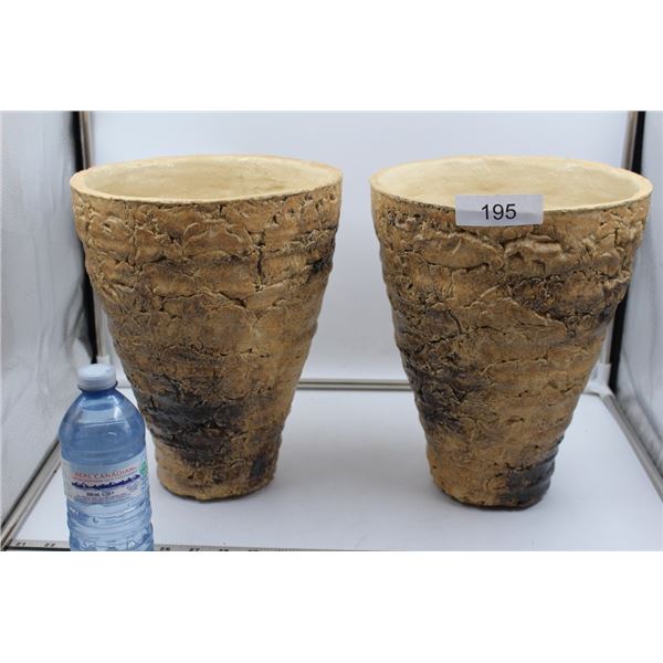 Set of 2 Hand Made  Stone Vases