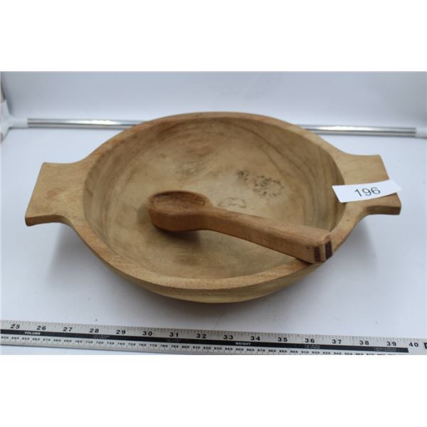 Primitive Wooden Bowl with Spoon