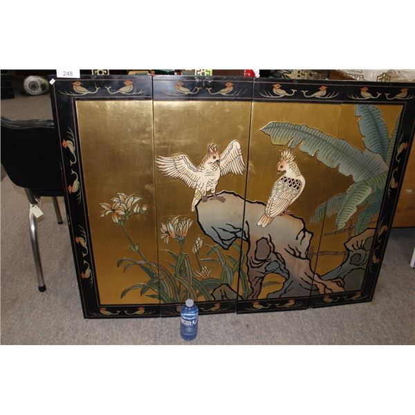 Vintage 4 Panel Painting Oriental Theme Wall Art