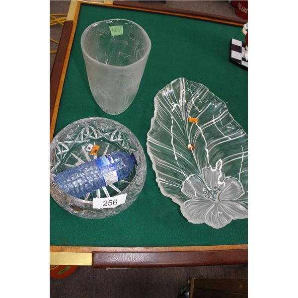 Vintage Chrystal Vase, Bowl and Serving Dish