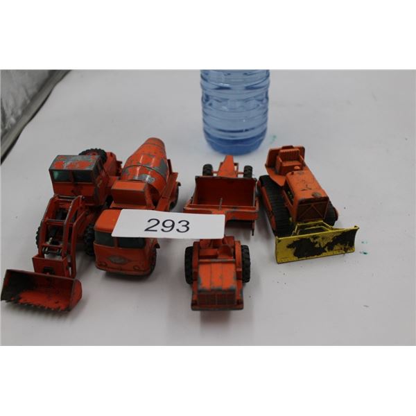 4 Small Metal Toys: Loader, Cement Truck, Dozer ad