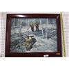 Image 1 : Vintage, Light Up, Framed Hunting Scene