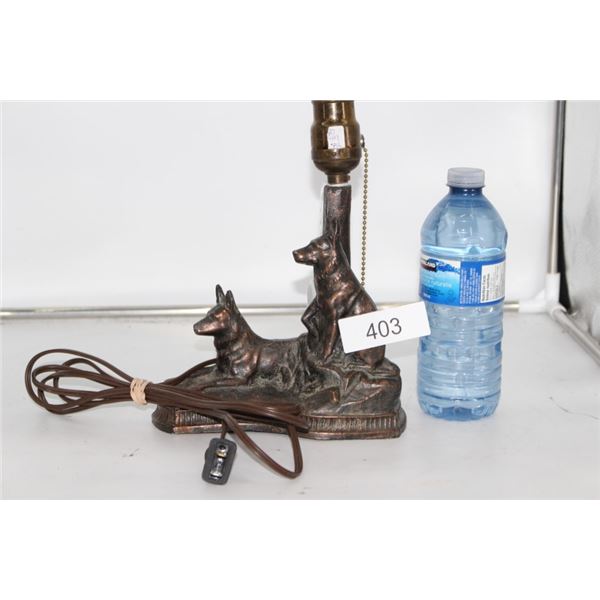 Vintage Table Top Lamp with 2 Shephard Dogs Base