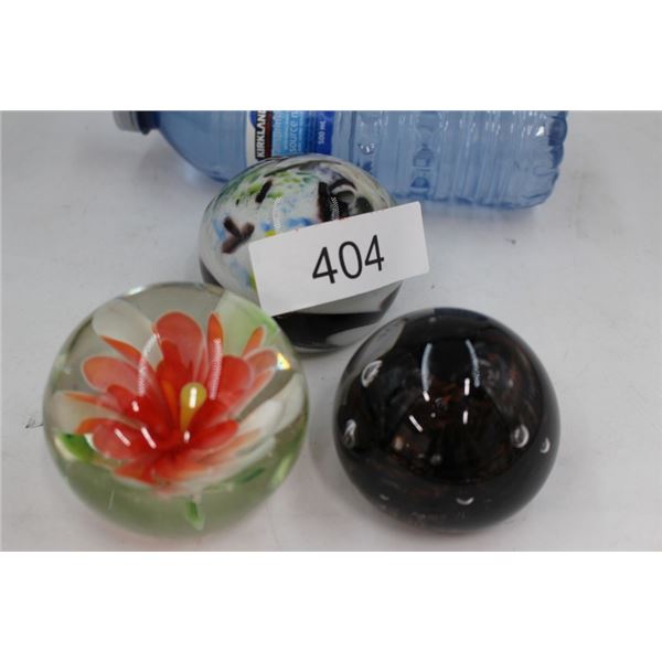 3 Glass Paperweights