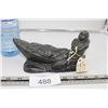 Image 1 : Vintage Stone Sculpture Inuit Man in Boat Fishing