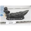 Image 3 : Vintage Stone Sculpture Inuit Man in Boat Fishing
