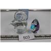 Image 1 : 1 Signed Glass Owl Paperweight and 1 Egg Shape