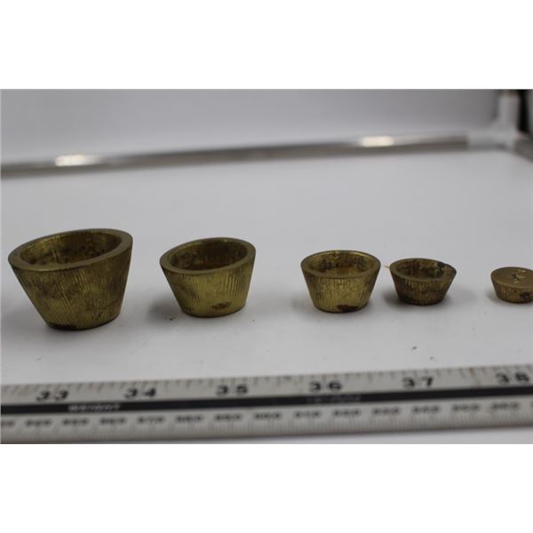 Rare Set of 5 Nested Brass Apothecary Weights